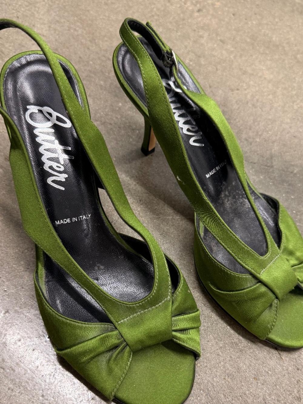 New Green Satin Pumps